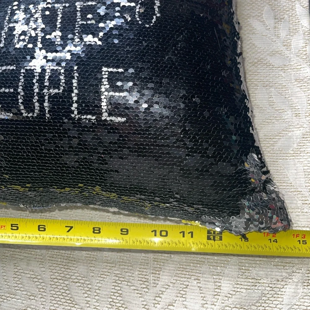 Black Sequin Decorative Pillow 14x14